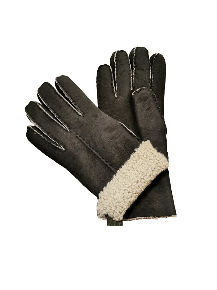 Guanto donna in camoscio e lana merinos Pelletteria Allegrini g307 nero