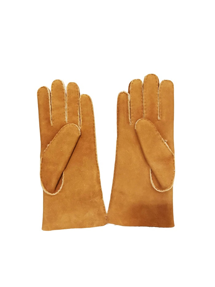 Guanto donna in camoscio e lana merinos Pelletteria Allegrini g307 nocciola