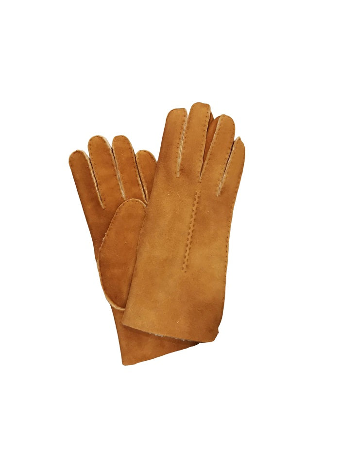 Guanto donna in camoscio e lana merinos Pelletteria Allegrini g307 nocciola