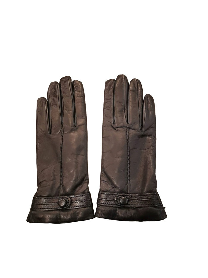 Guanto donna in pelle con bottoncino Pelletteria Allegrini g4656 nero