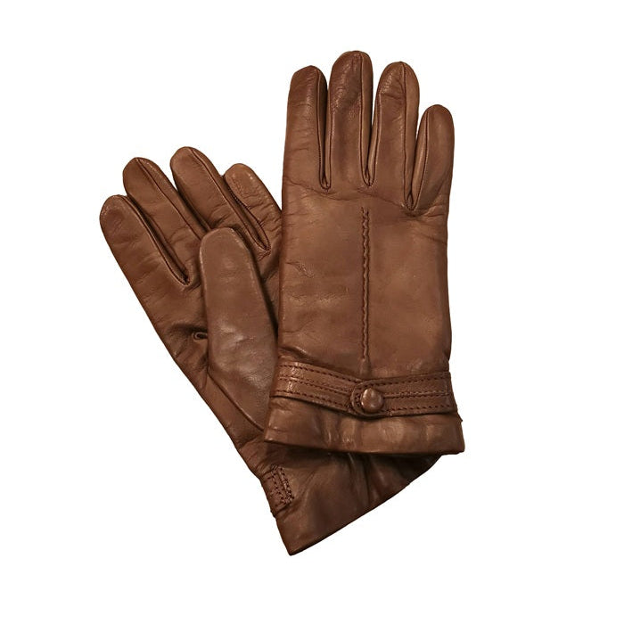 Guanto donna in pelle con bottoncino Pelletteria Allegrini Filippo G4656 argilla