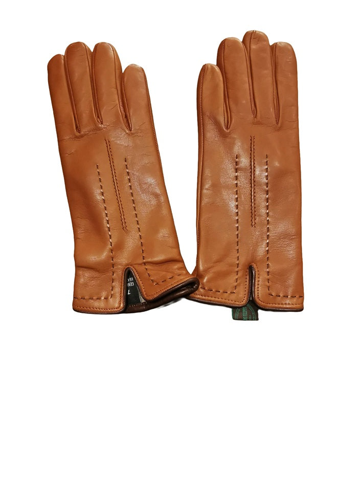 Guanto donna in pelle con dettaglio cuciture Pelletteria Allegrini G4758 tabacco/testa di moro