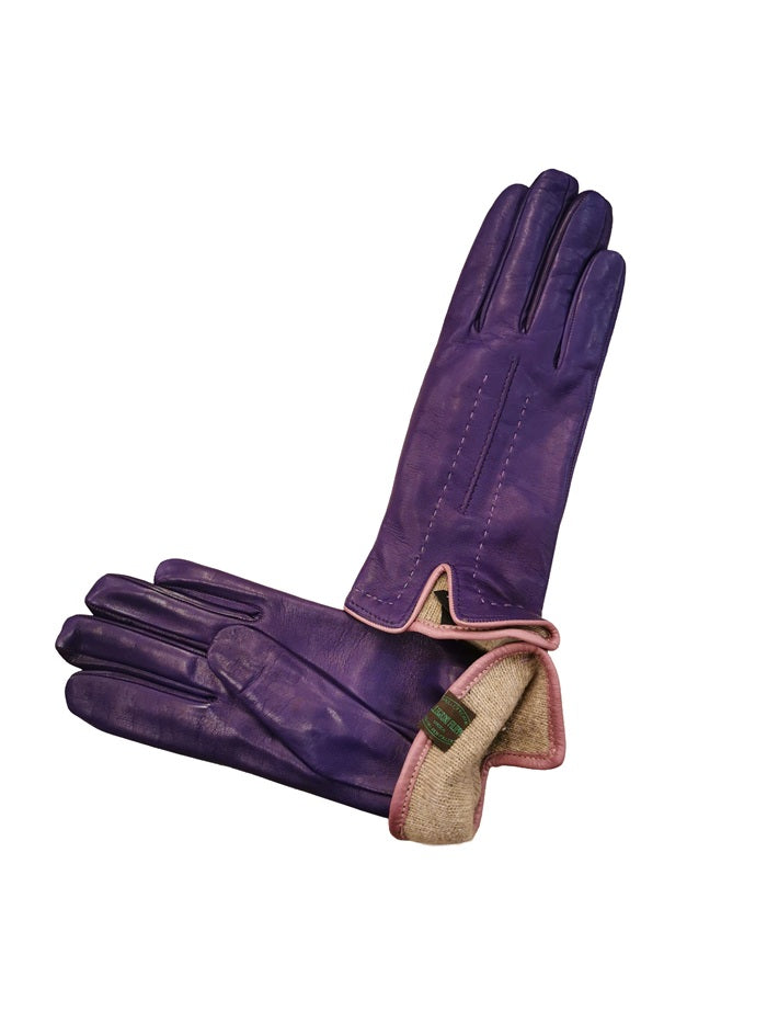 Guanto donna in pelle con dettaglio cuciture Pelletteria Allegrini G4758 Viola/Lilla