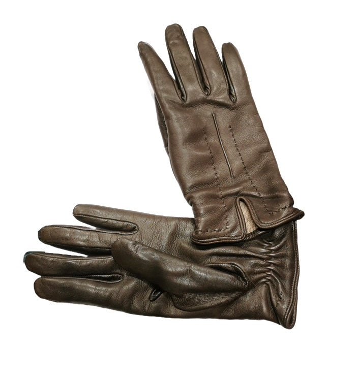 Women's leather gloves with stitched detail Pelletteria Allegrini Filippo G4758 Dark brown