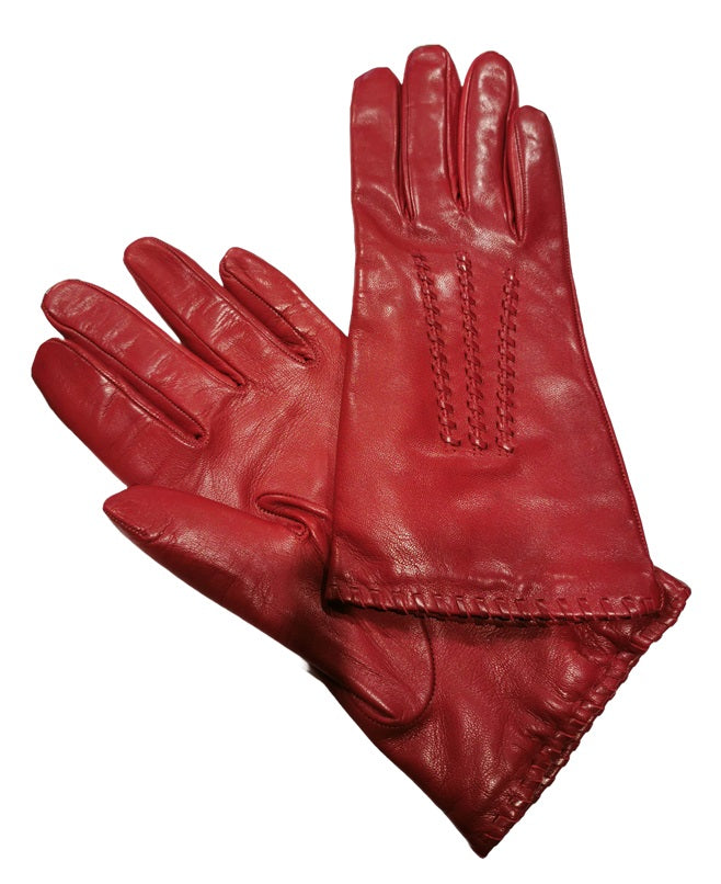 Guanto donna in pelle con infilature Pelletteria Allegrini Filippo G4904 rubino