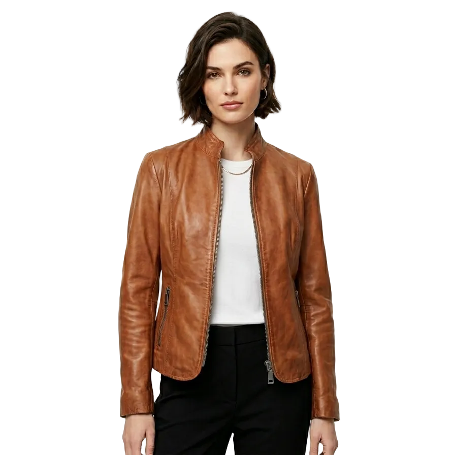 Giacca in pelle donna Pelletteria Allegrini Filippo 783 cuoio