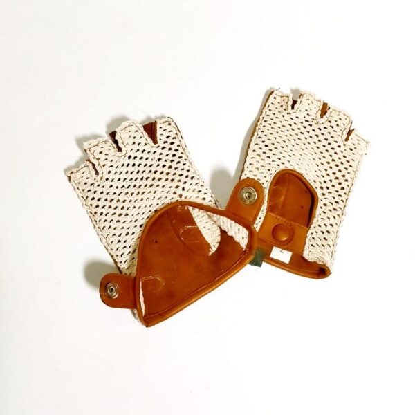 Guanto da Guida mezzo dito Donna pelletteria allegrini g251 cognac