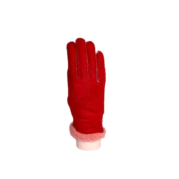 Guanto donna in camoscio e lana merinos pelletteria allegrini g307 rosso