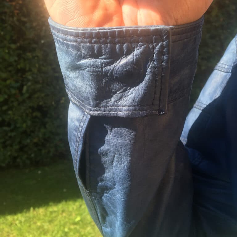 Giacca in pelle uomo tamponata a mano pegaso tuscany bluette