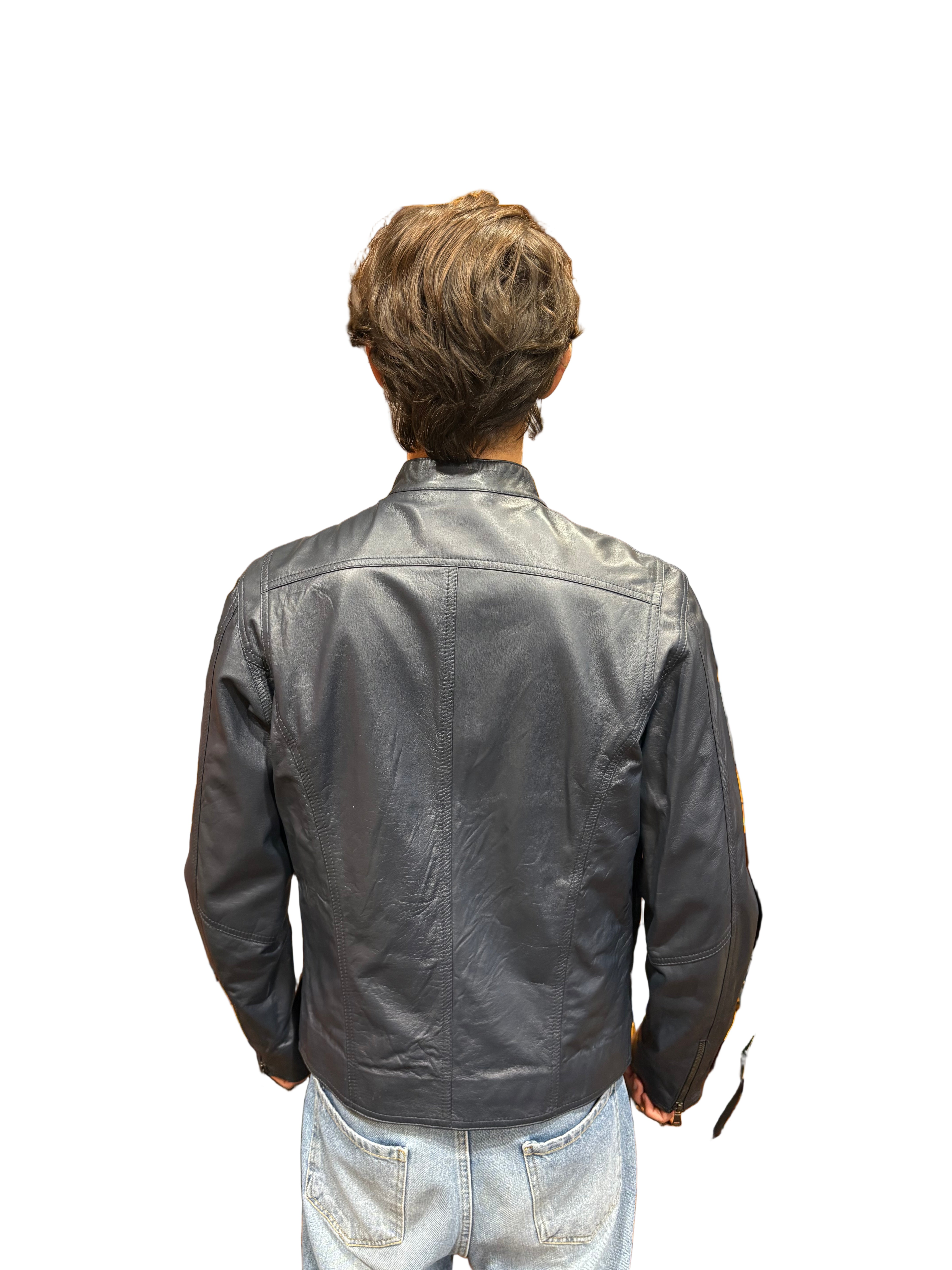 Allegrini Monster blue leather jacket for men