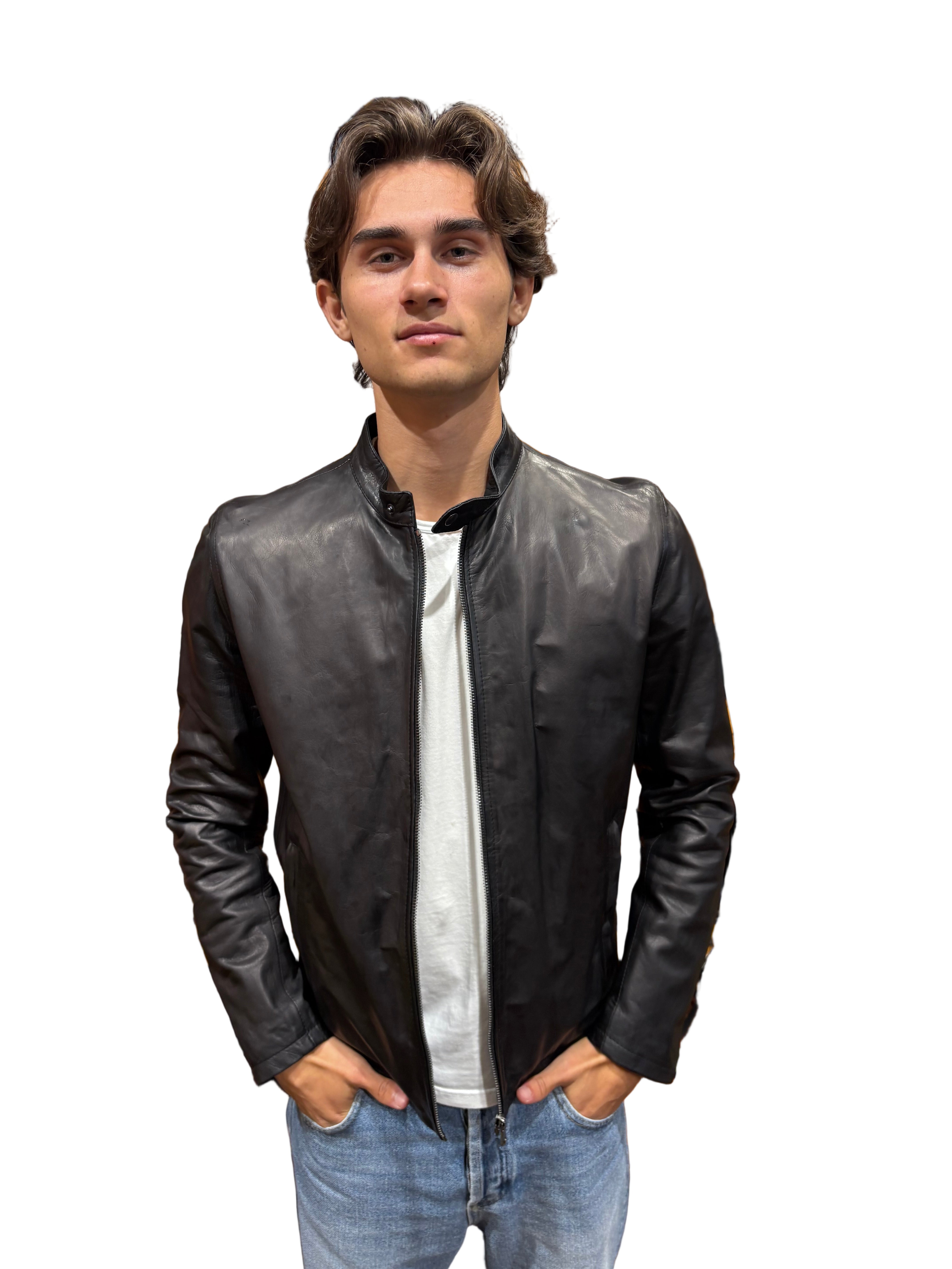 leather jacket leather goods allegrini pegaso grain leather