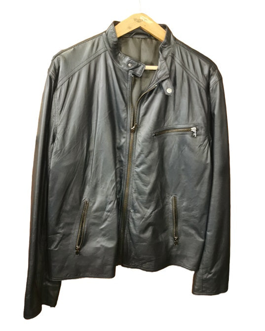 giacca in pelle uomo pelletteria allegrini  monster blu