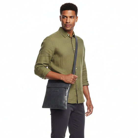 Leather Shoulder Bag Bruno Rossi R25/G Blue