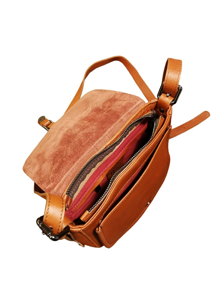 Small Leather Bag Bruno Rossi R317 Brandy