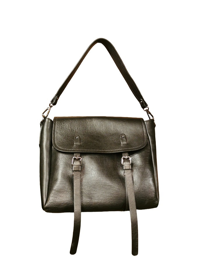 Borsa in pelle con doppio manico Bruno Rossi R319 Nero