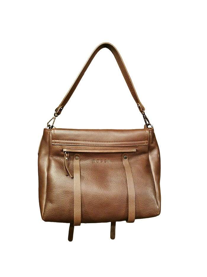 Borsa in pelle con doppio manico Bruno Rossi R319 Caffè