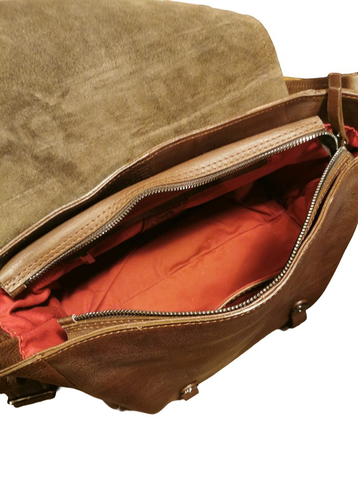 Borsa in pelle con doppio manico Bruno Rossi R319 Caffè