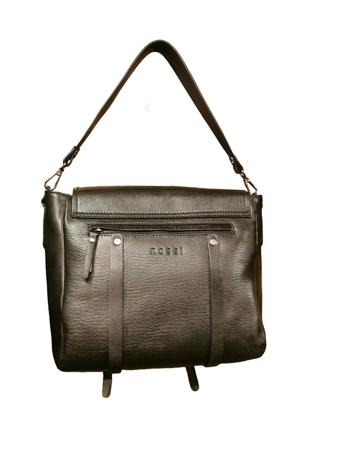 Borsa in pelle con doppio manico Bruno Rossi R319 Nero