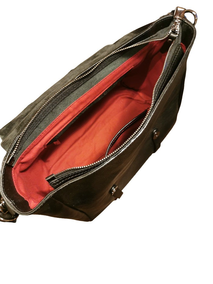 Double Handle Leather Bag Bruno Rossi R319 Black