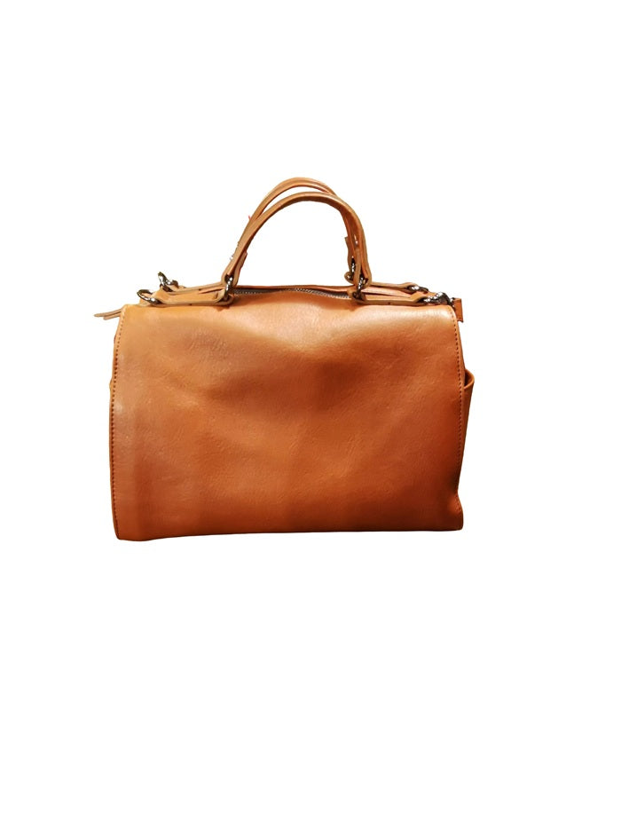 Borsa con manici in pelle tamponata Bruno Rossi R343/M Brandy