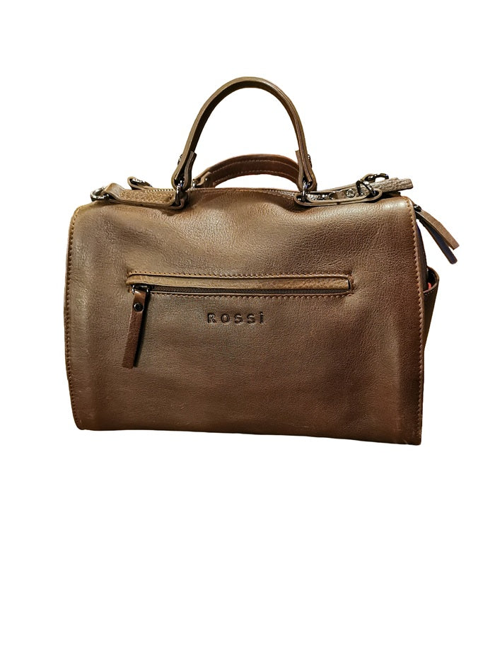 Borsa con manici in pelle tamponata Bruno Rossi R343/M Caffè