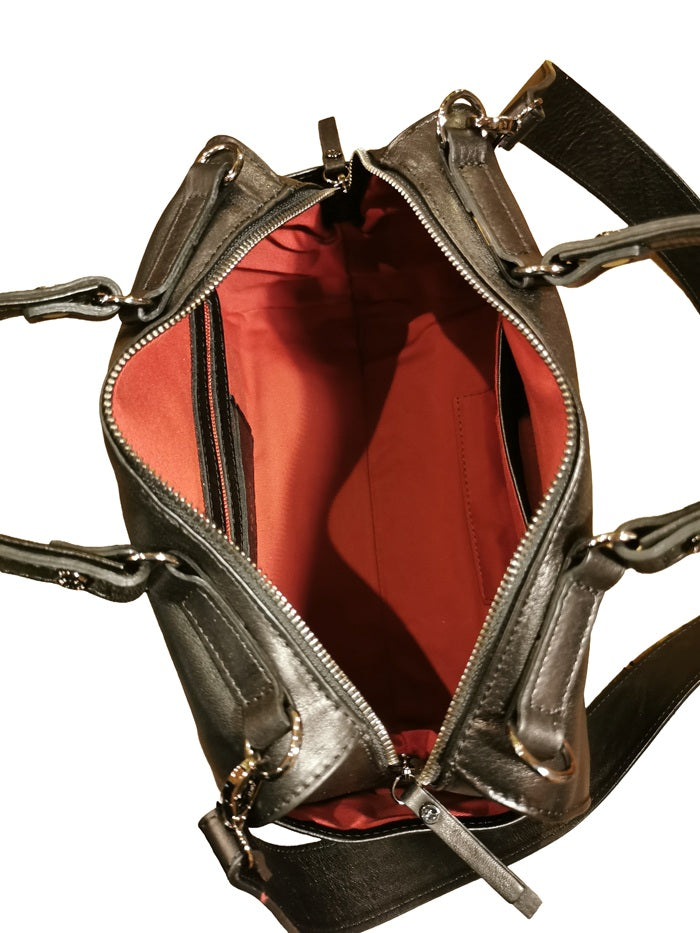 Bruno Rossi R343/M Black Leather Handle Bag