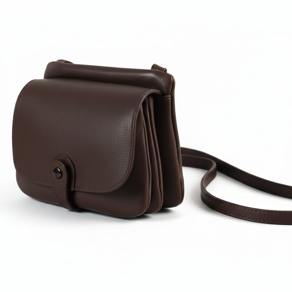 Borsa a tracolla in pelle Bruno Rossi R71/P caffè