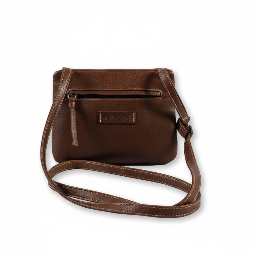 Borsa a tracolla in pelle Bruno Rossi R71/P caffè