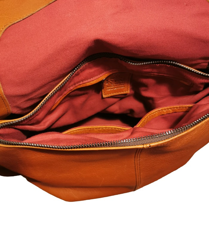 Borsa a spalla in pelle tamponata Bruno Rossi R76/G Brandy