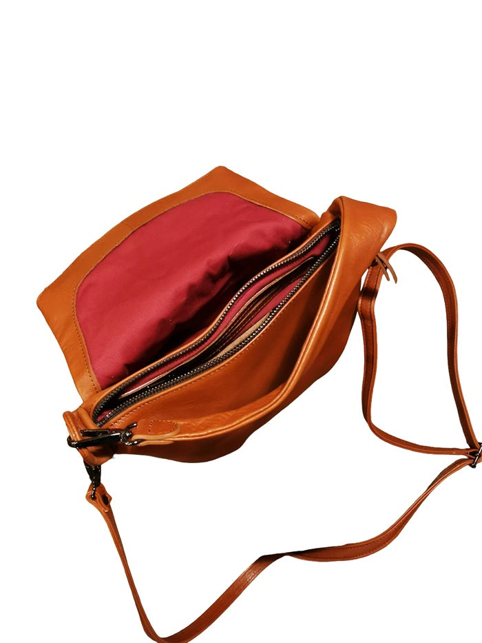 Borsa con tracolla in pelle Bruno Rossi R76/P Brandy