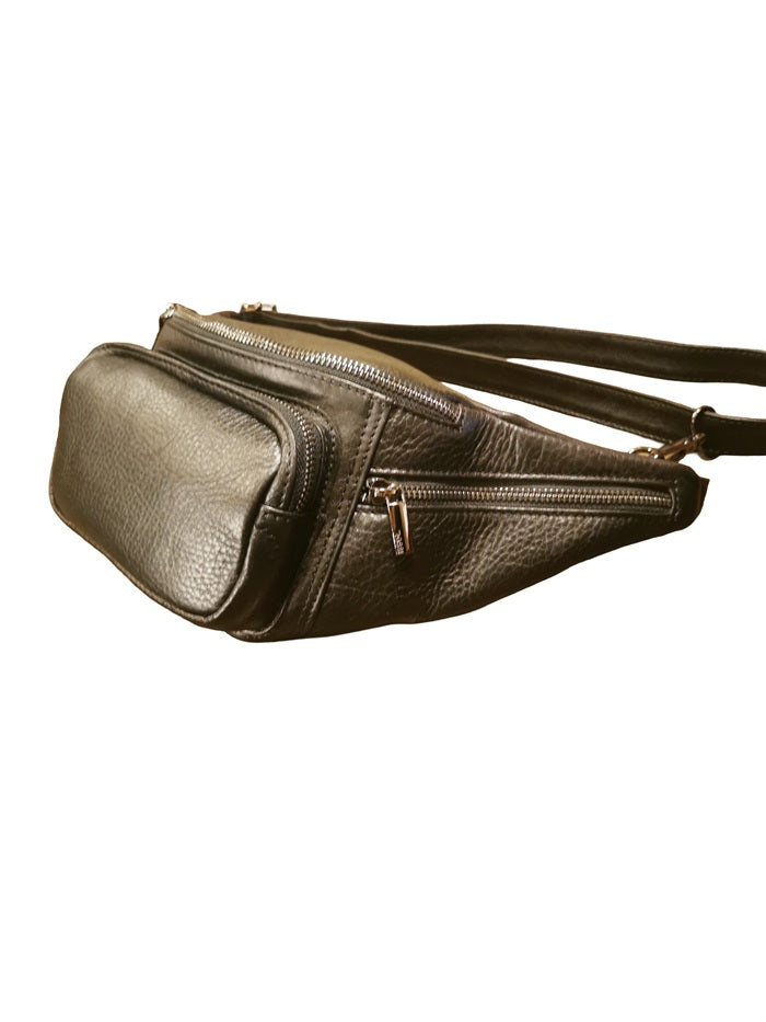 Marsupio grande in pelle Bruno Rossi RH42 Nero