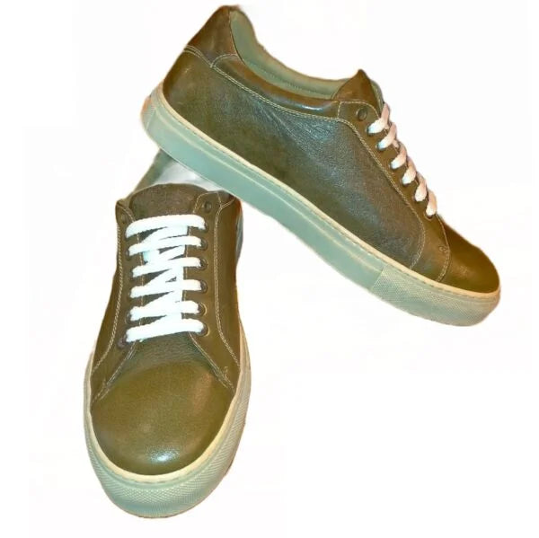 Allegrini 8073 Khaki Men's Low-Top Leather Sneakers