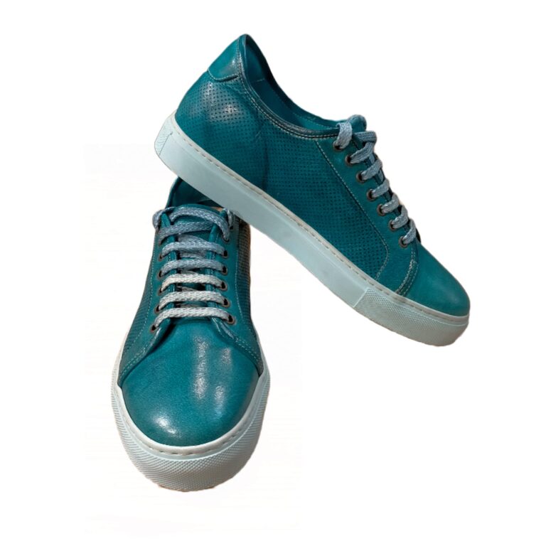 Sneakers bassa da uomo in pelle pelletteria allegrini z841 jeans