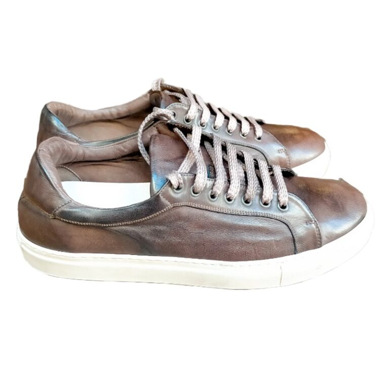 Sneakers bassa da uomo in pelle pelletteria allegrini filippo 8073 moor