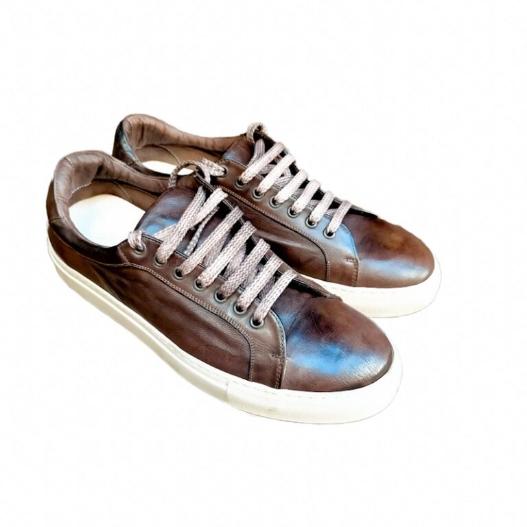 Sneakers bassa da uomo in pelle pelletteria allegrini filippo 8073 moor
