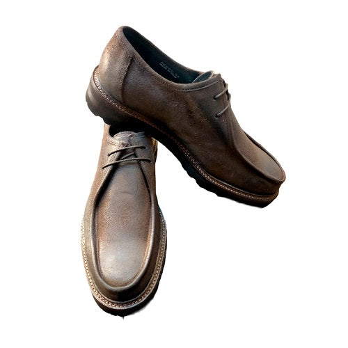 Scarpa Stringata da uomo in Velour Vax Pelletteria Allegrini Pecco testa di moro