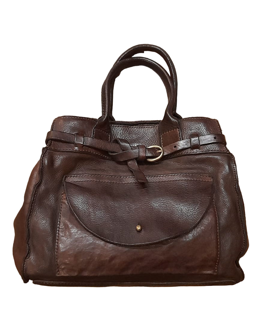 Borsa piccola a tracolla in pelle Campomaggi C041010ND X2784 testa di moro