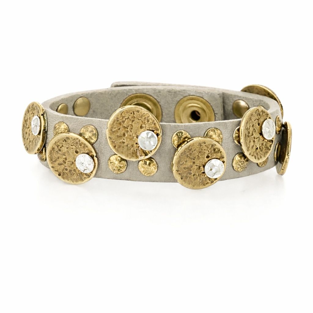 Bracciale in pelle con medaglie Campomaggi C024010ND X3010 Ghiaccio