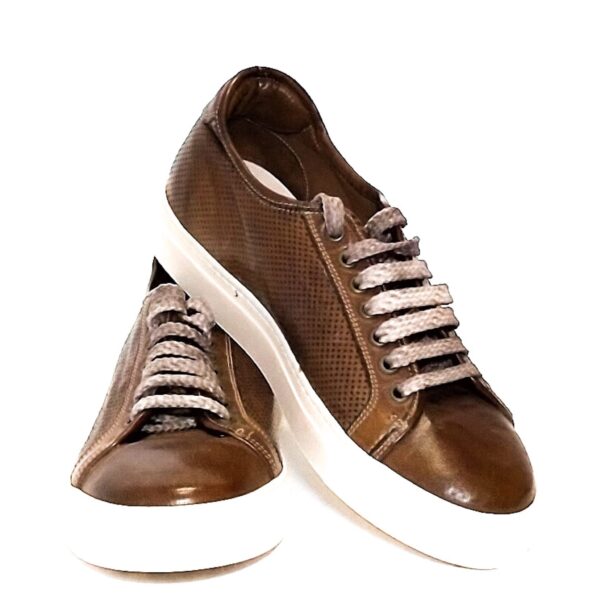 Sneakers bassa da uomo in pelle pelletteria allegrini z841 marrone