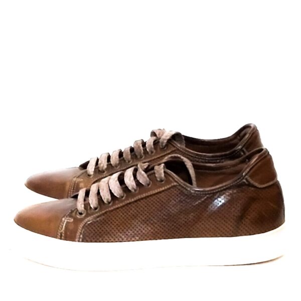Sneakers bassa da uomo in pelle pelletteria allegrini z841 marrone