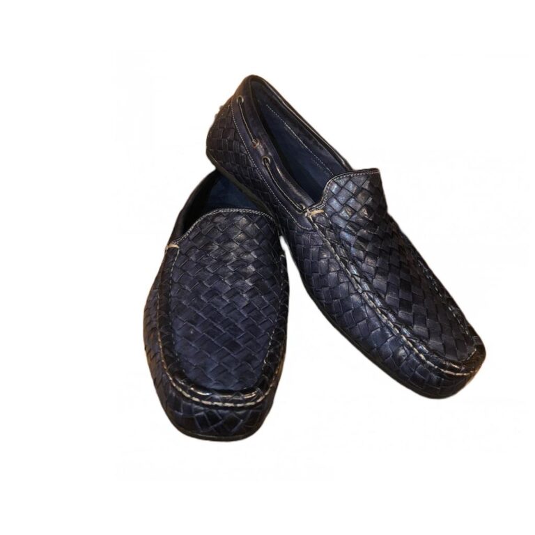Mocassino intrecciato da uomo in pelle pelletteria allegrini a748 BLU