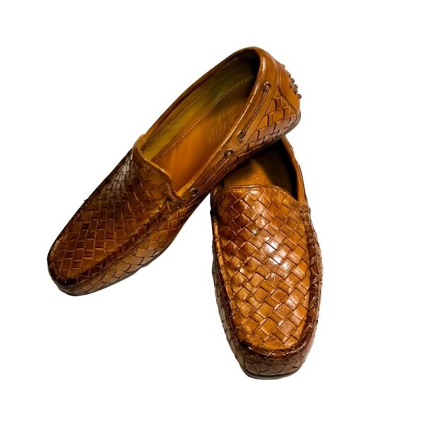 Mocassino intrecciato da uomo in pelle pelletteria allegrini a748 cerro