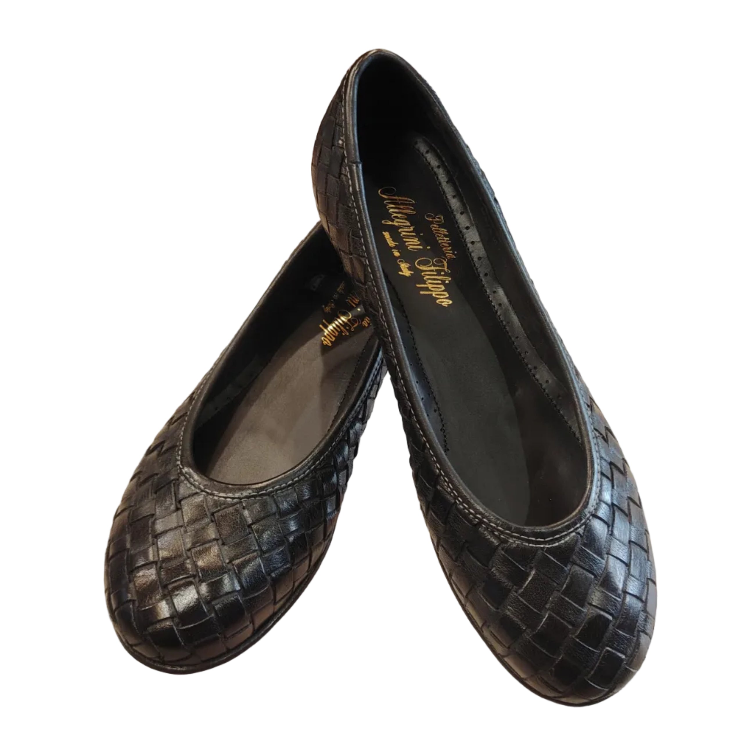Ballerina in pelle intrecciata Pelletteria Allegrini Filippo B940 Nero