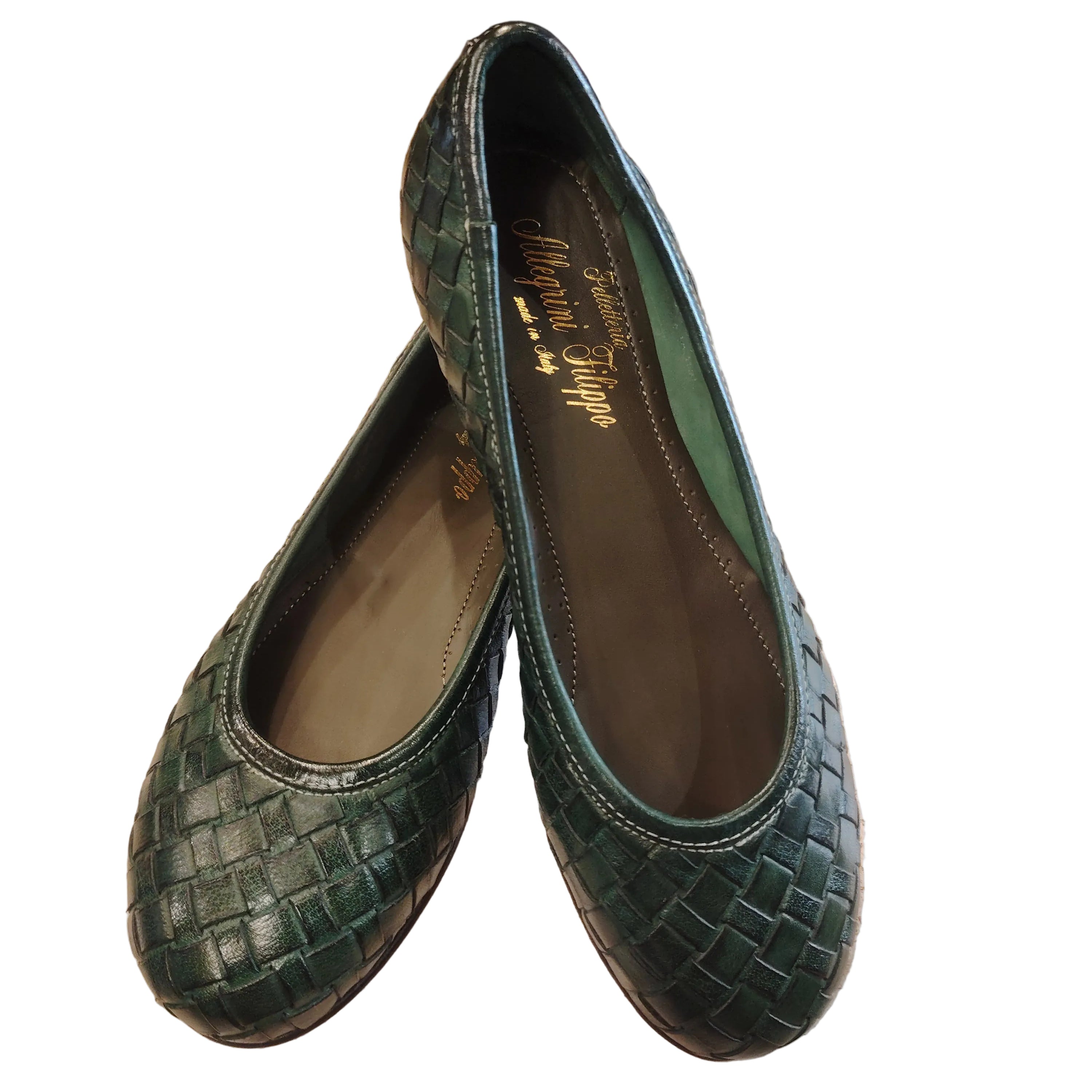 Ballerina in pelle intrecciata Pelletteria Allegrini Filippo B940 Verde