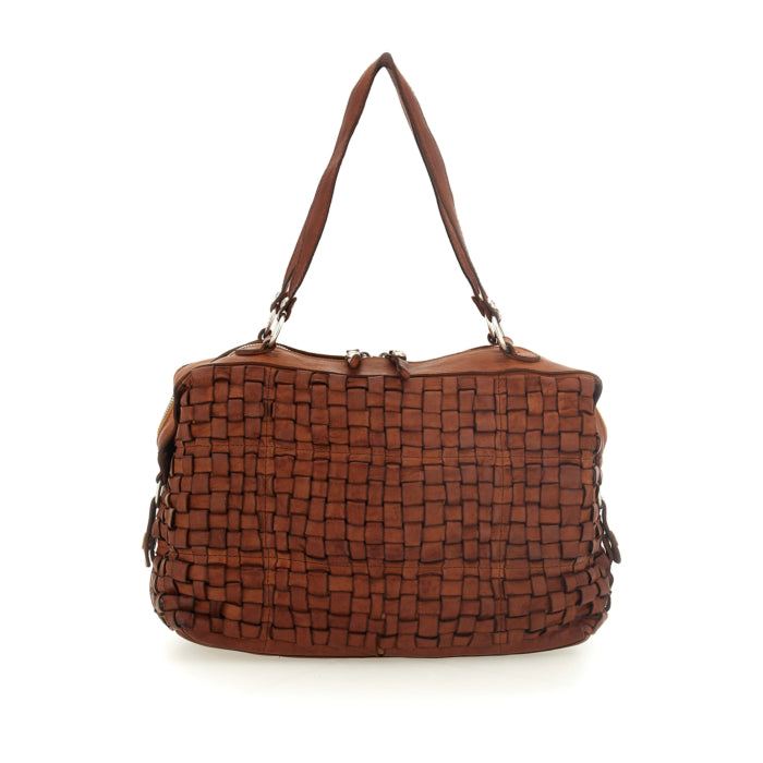 Bauletto Edera-Rachele in pelle intrecciata CAMPOMAGGI C044300ND X2866 cognac
