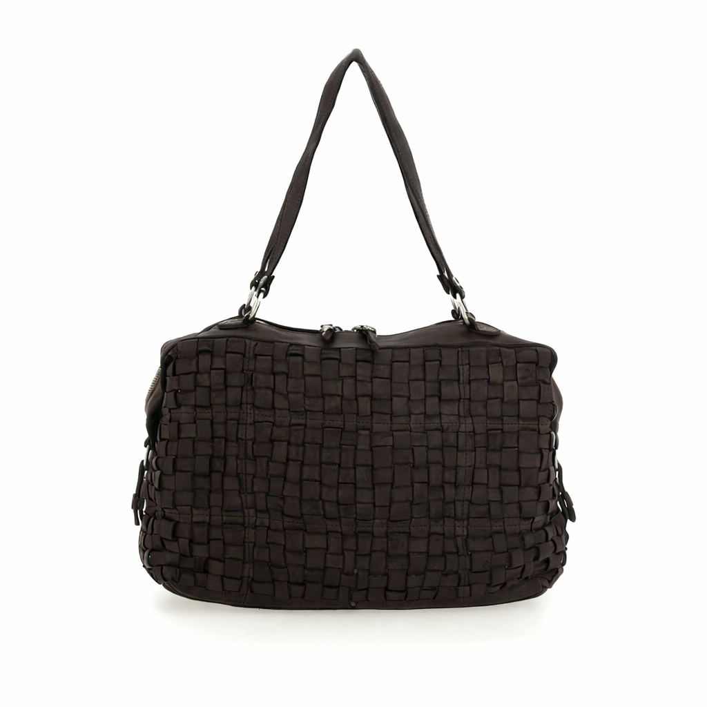 Bauletto Edera-Rachele in pelle intrecciata CAMPOMAGGI C044300ND X2866 testa di moro