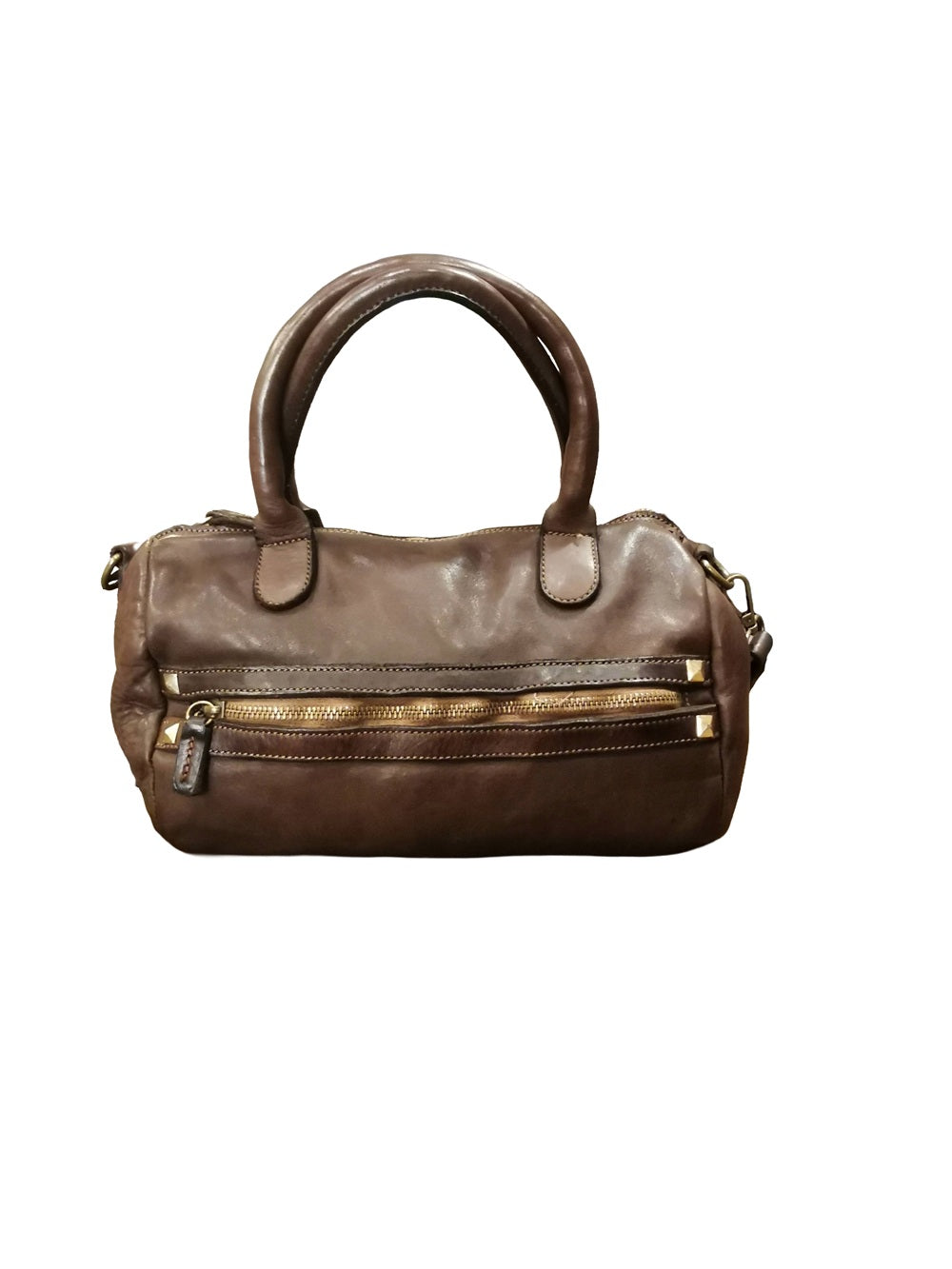 Bauletto in pelle con manici e tracolla Pelletteria Allegrini Filippo 1663 Testa di moro