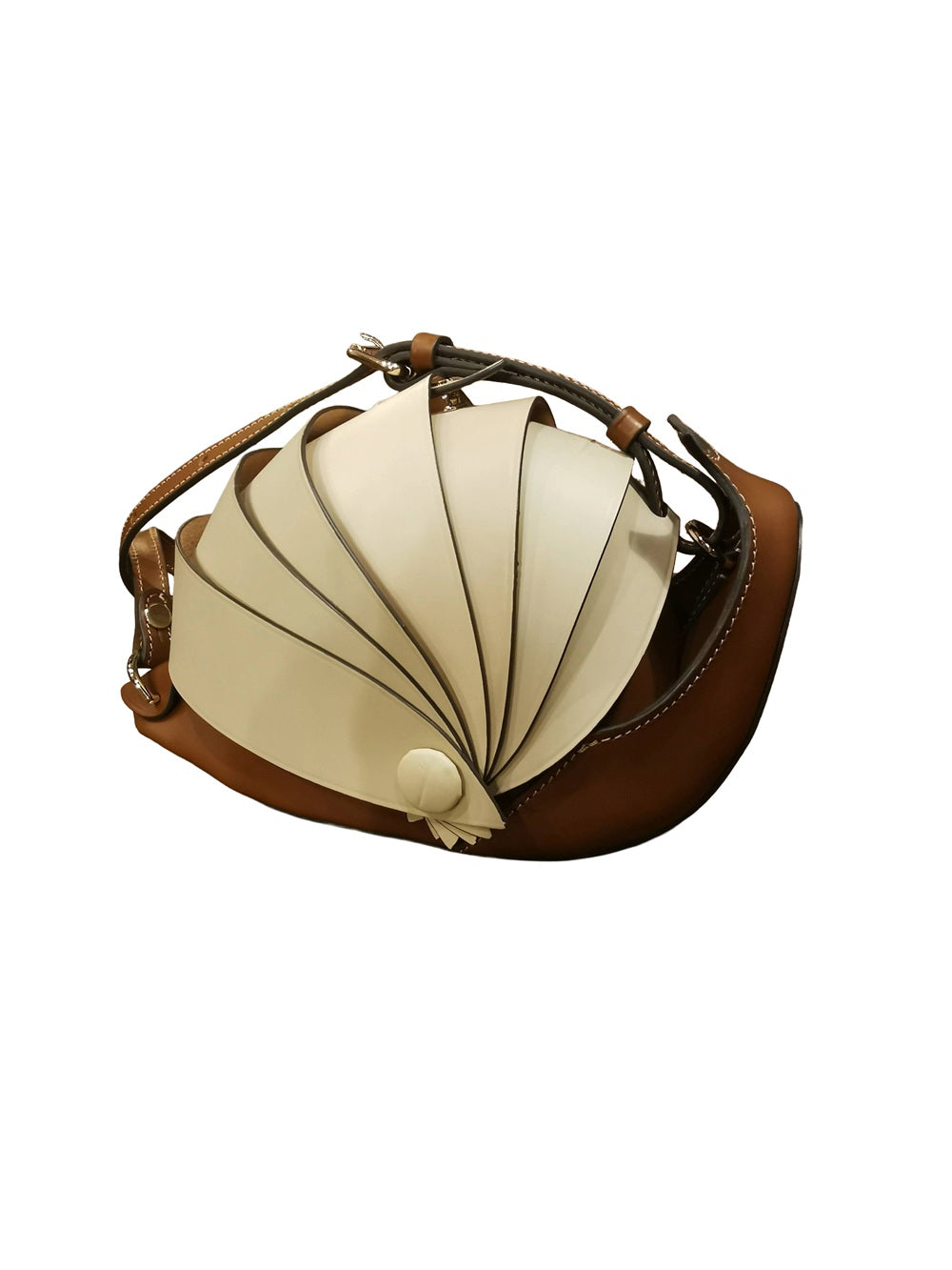 Borsa a forma di chiocciola, interamente realizzata in pelle, di Boldrini Selleria. Made in Italy
