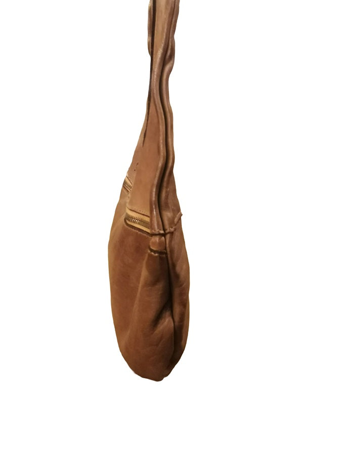 Half-moon leather bag Pelletteria Allegrini Filippo 1636 Burnt