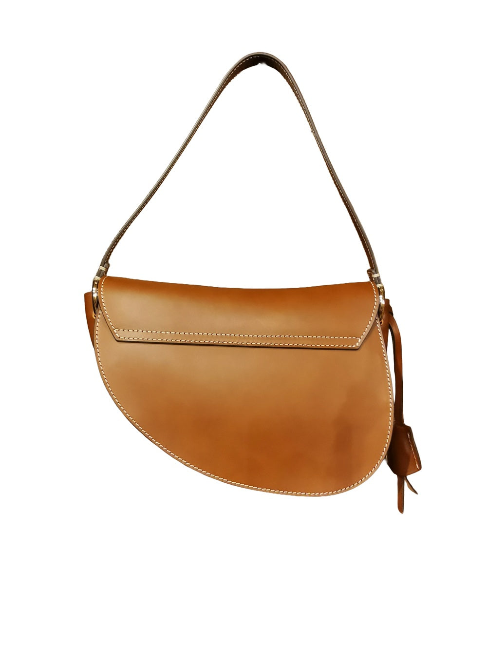 Leather saddle bag with double shoulder strap Boldrini 07321 Golden